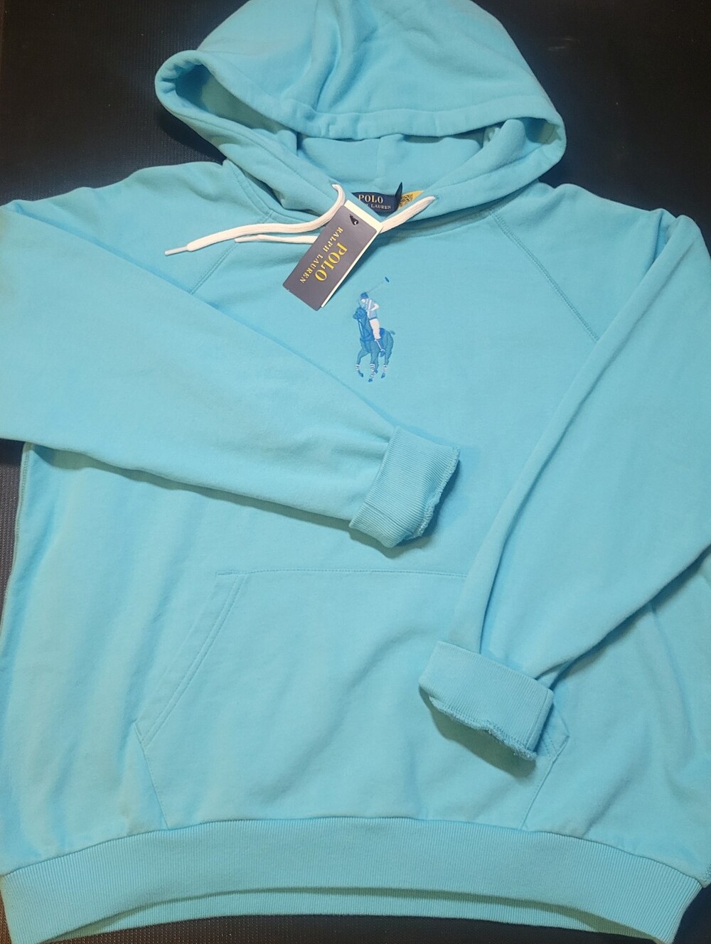 Polo Ralph Lauren XL Big Pony Logo Fleece Hoodie Blue NWT